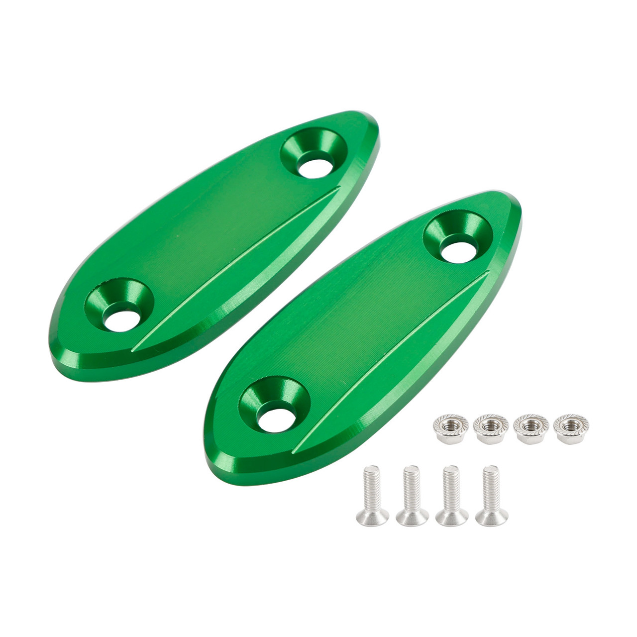 Green mirror delete blanking block off plates fits Kawasaki ZX-6R ZX6R 2009-2012