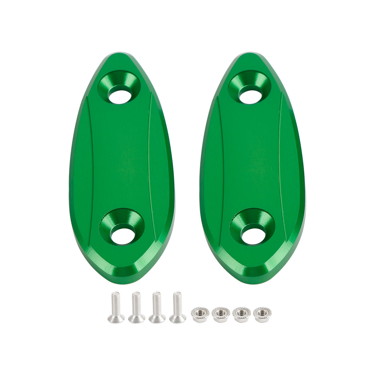 Green mirror delete blanking block off plates fits Kawasaki ZX-6R ZX6R 2009-2012