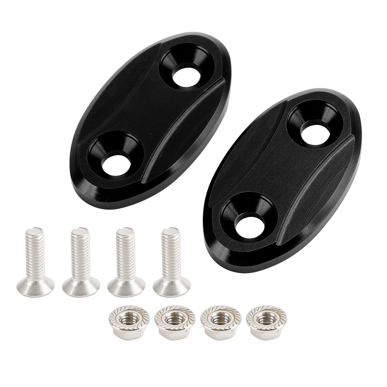 Black mirror delete blanking block off plates fits Kawasaki ZX-6R ZX6R 2003-2004