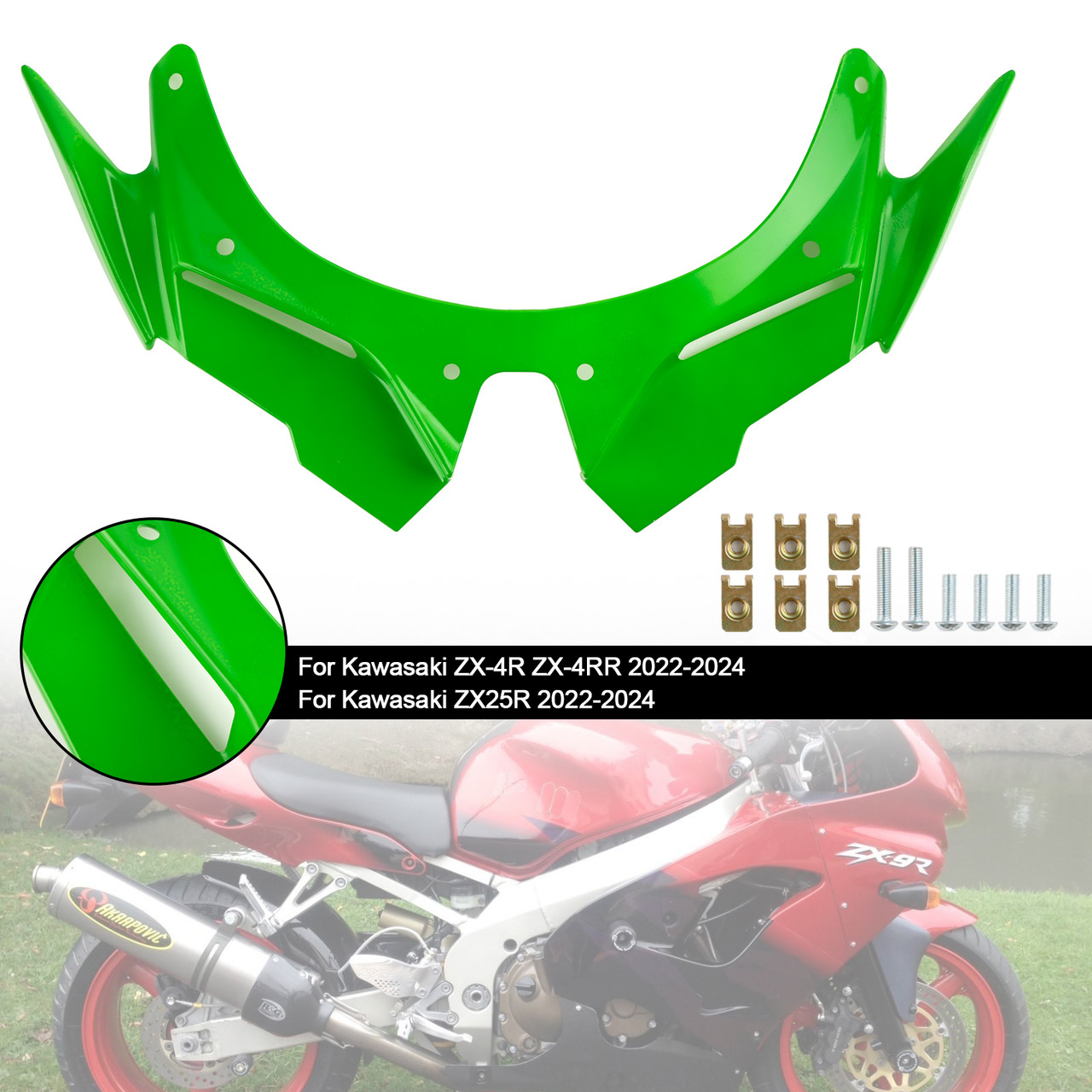 Front Fairing Wing Beak Shell Cover For Kawasaki ZX4R ZX4RR ZX25R 22-24 Green