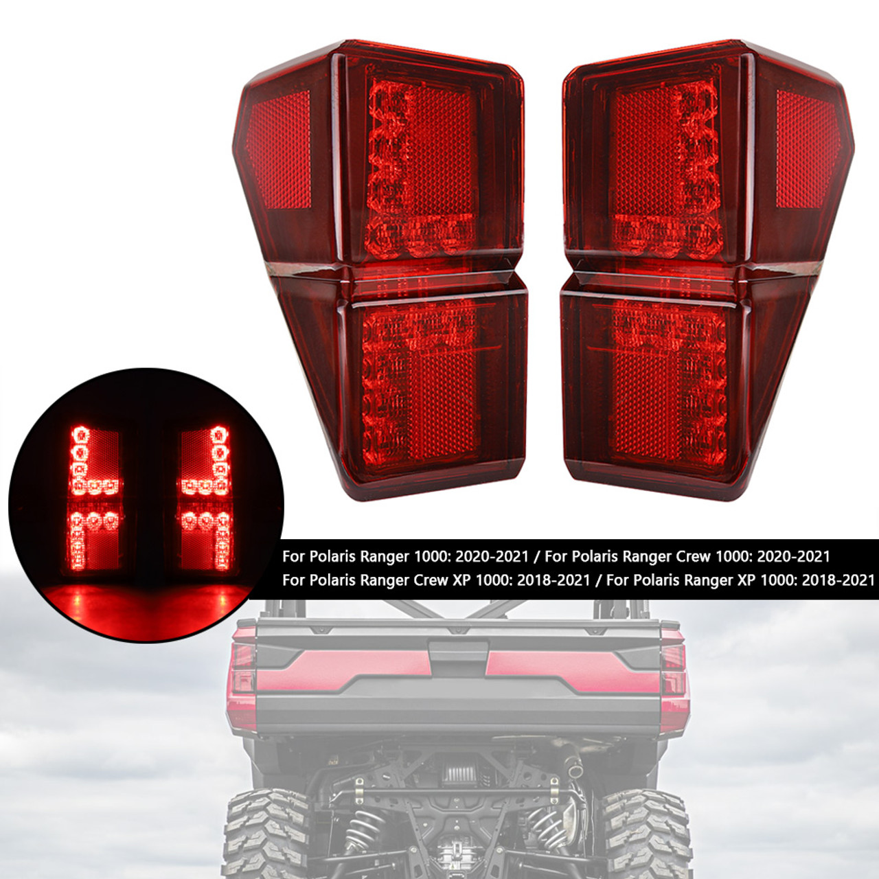 LED Tail Light Brake Light For Polaris Ranger Crew XP 1000 2018-2021 2413766 Red