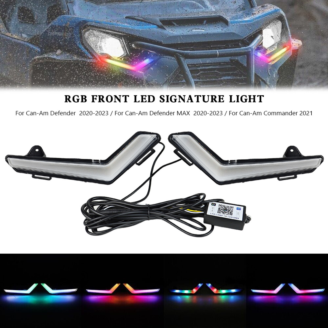 RGB Front LED Signature Light for Can-Am Commander Defender Max 2020-2023