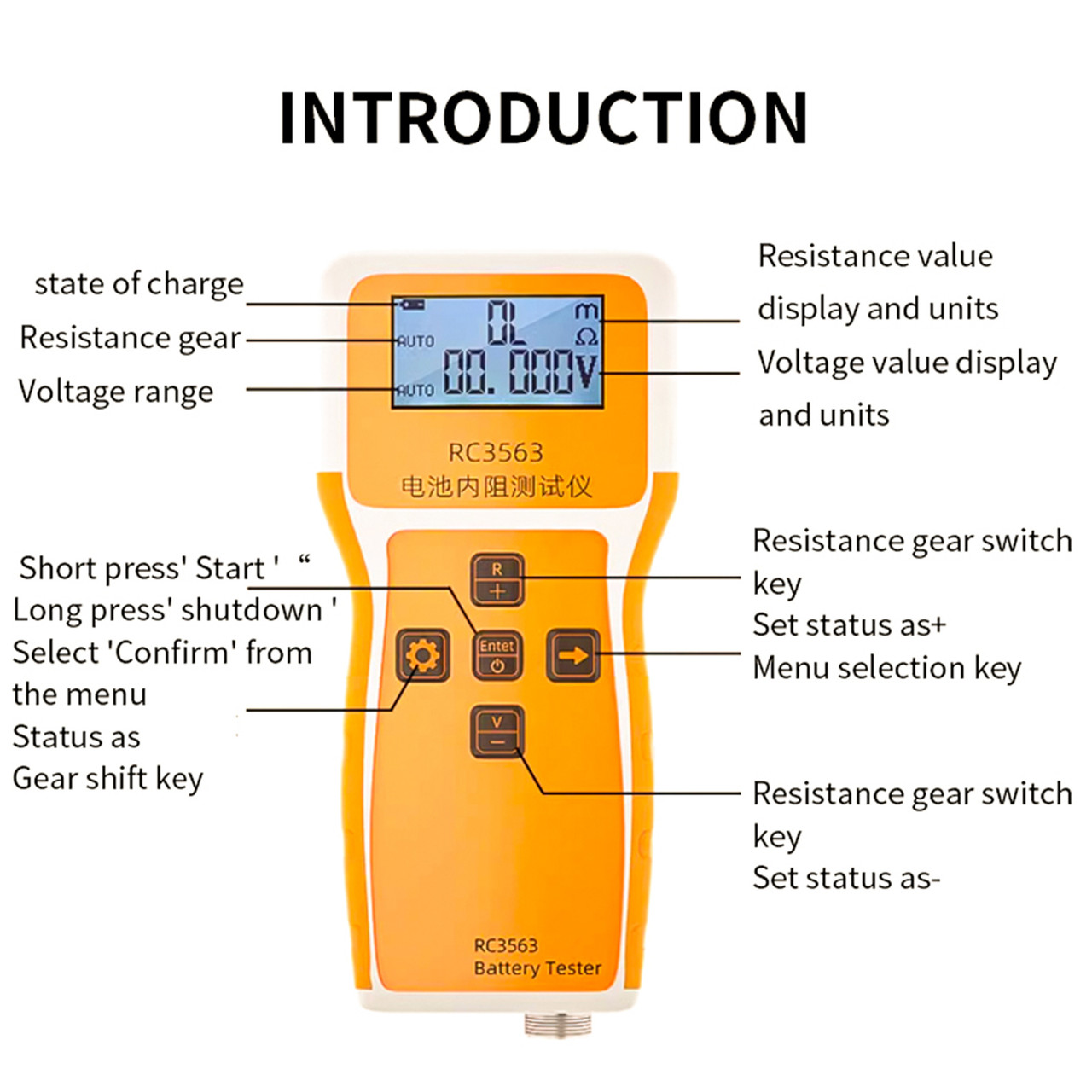 RC3563 Battery Voltage Meter Internal Resistance Voltage Tester Detector Probe