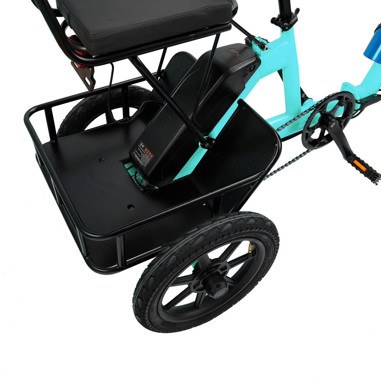 Three Wheel Electric Tricycle for Adults 3 Wheel Motorized Folding E-Bike Cyan