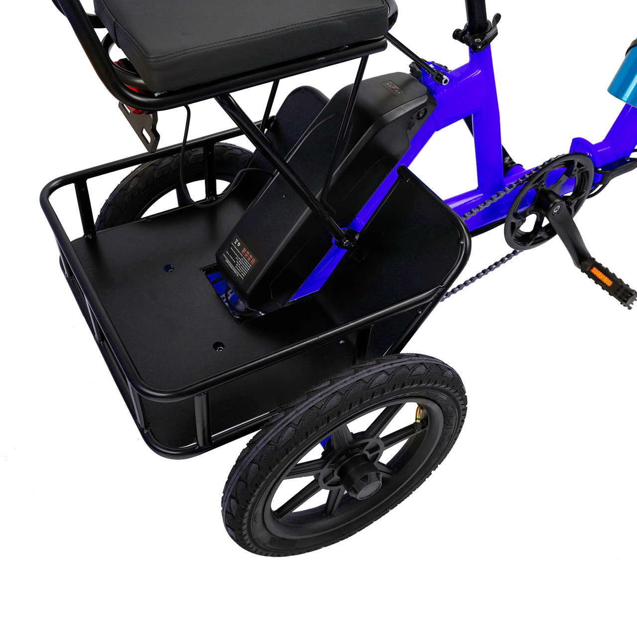 Three Wheel Electric Tricycle for Adults 3 Wheel Motorized Folding E-Bike Blue