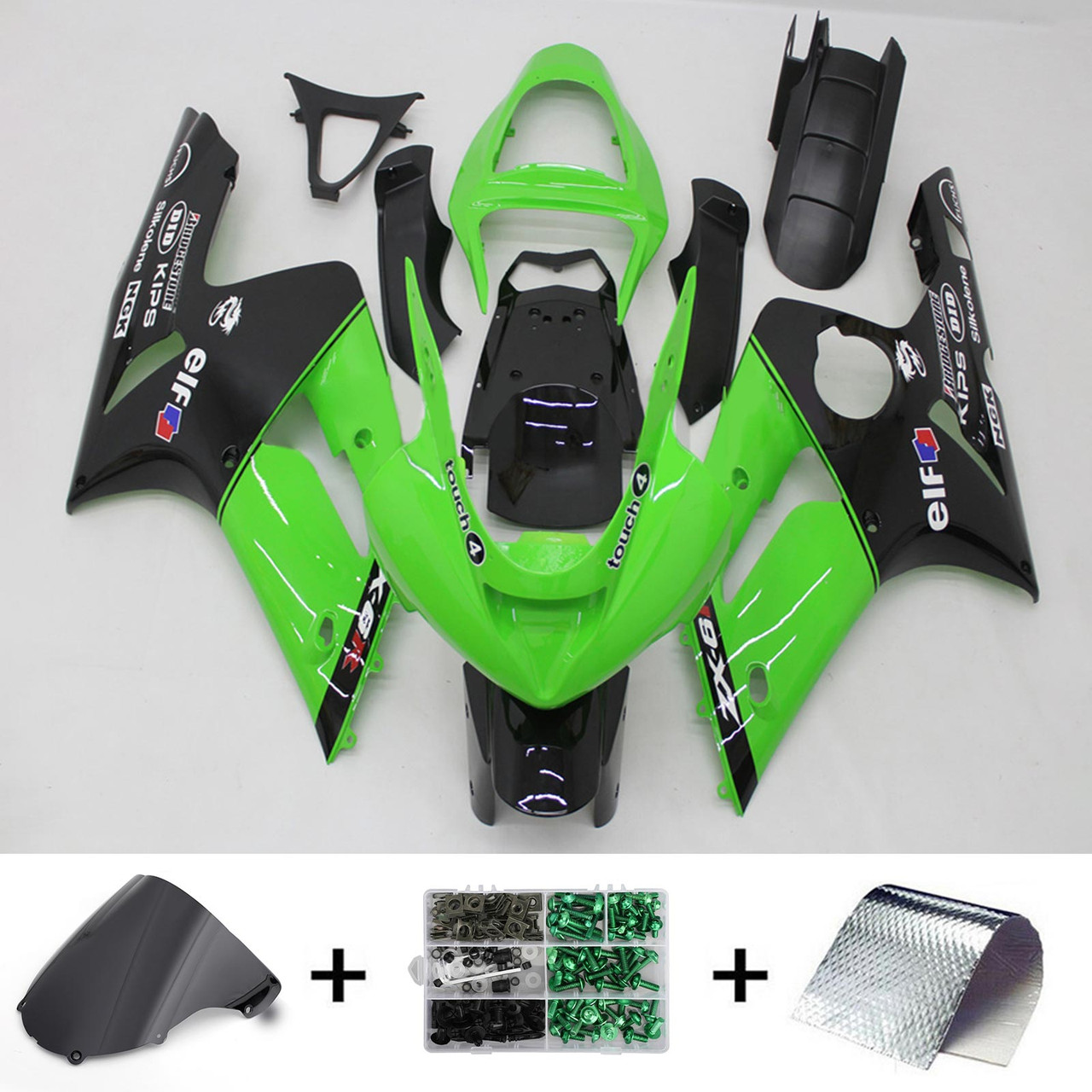 2003-2004 Kawasaki ZX6R 636 Amotopart Fairing Kit Generic #123