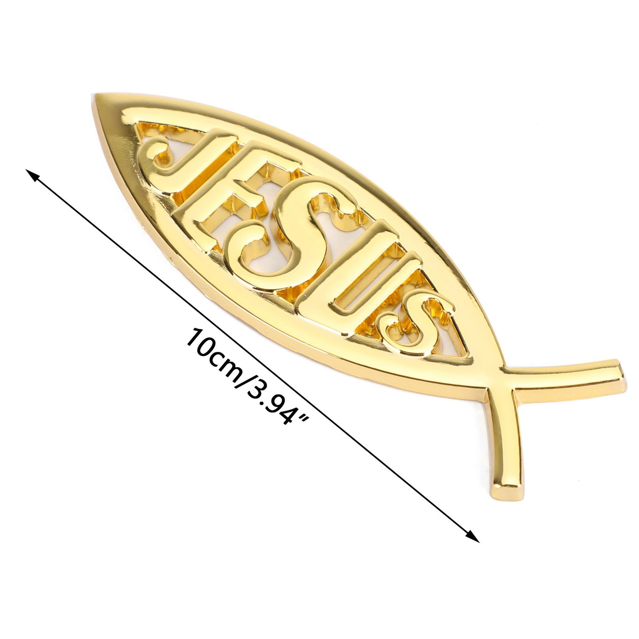 3D Car Decal Emblem Sticker Religious God For Jesus Christian Fish Symbol Gold