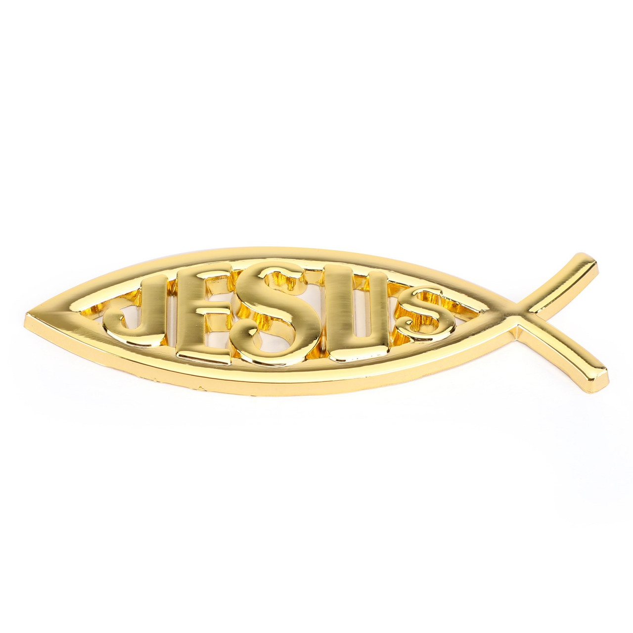 3D Car Decal Emblem Sticker Religious God For Jesus Christian Fish Symbol Gold