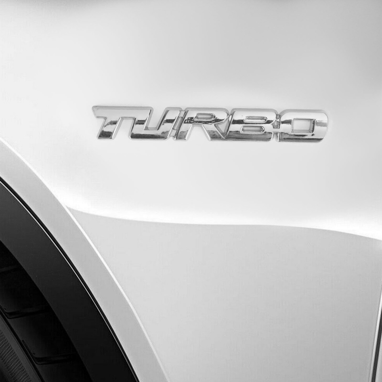 Metal 3D Turbo Logo Car Emblem Badge Sticker Trunk Bumper Decal Silver