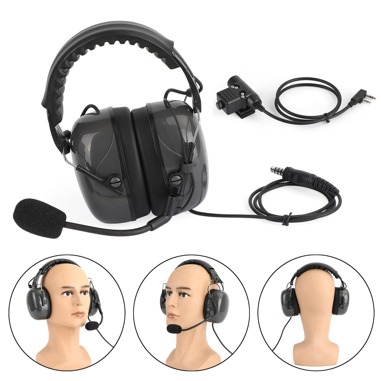 Adjustable Noise Cancelling Headset Fit for Kenwood BaoFeng TK3107 TK3207