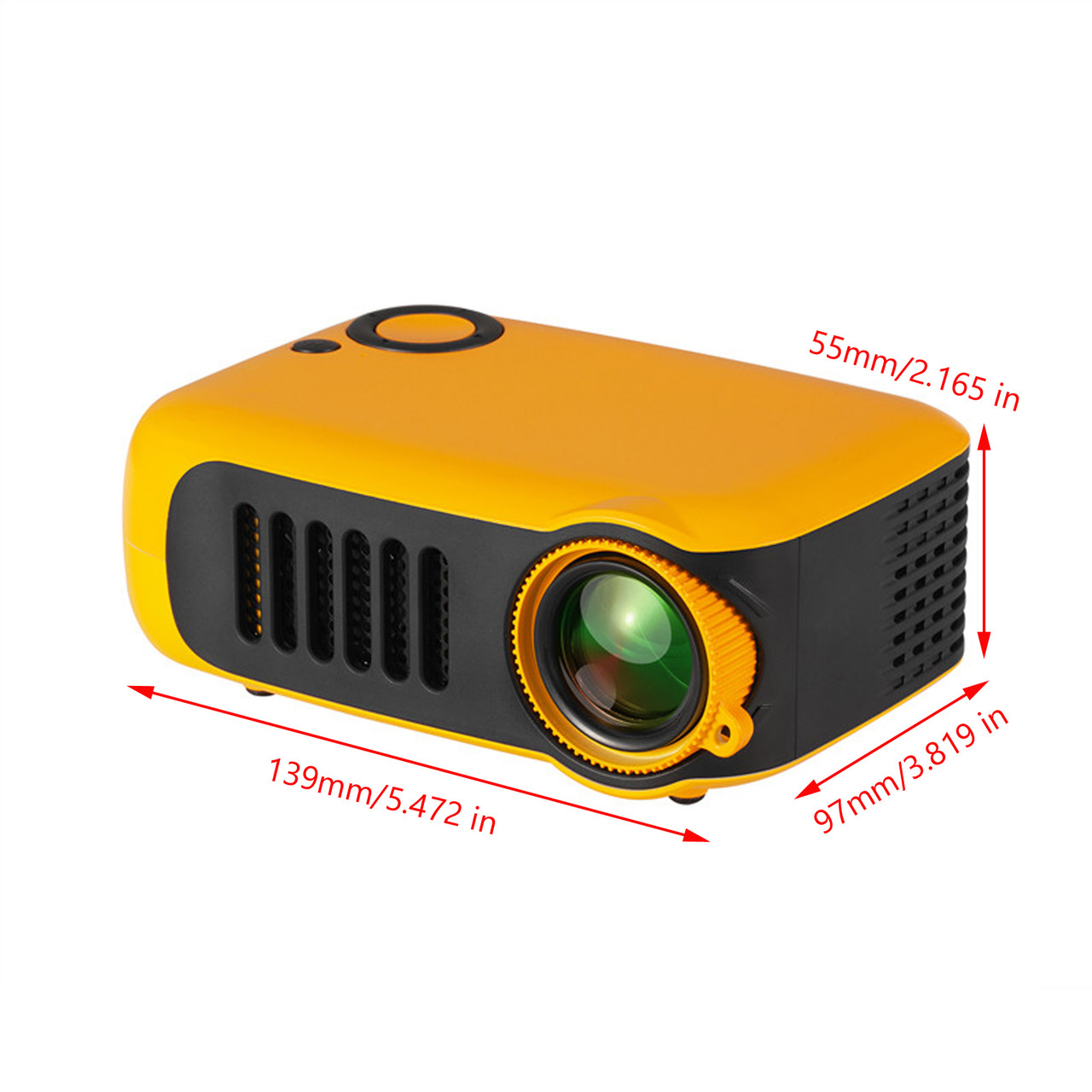 A2000 Mini Portable Projector 1080P Movie Projectors Home Theater Yel US Plug