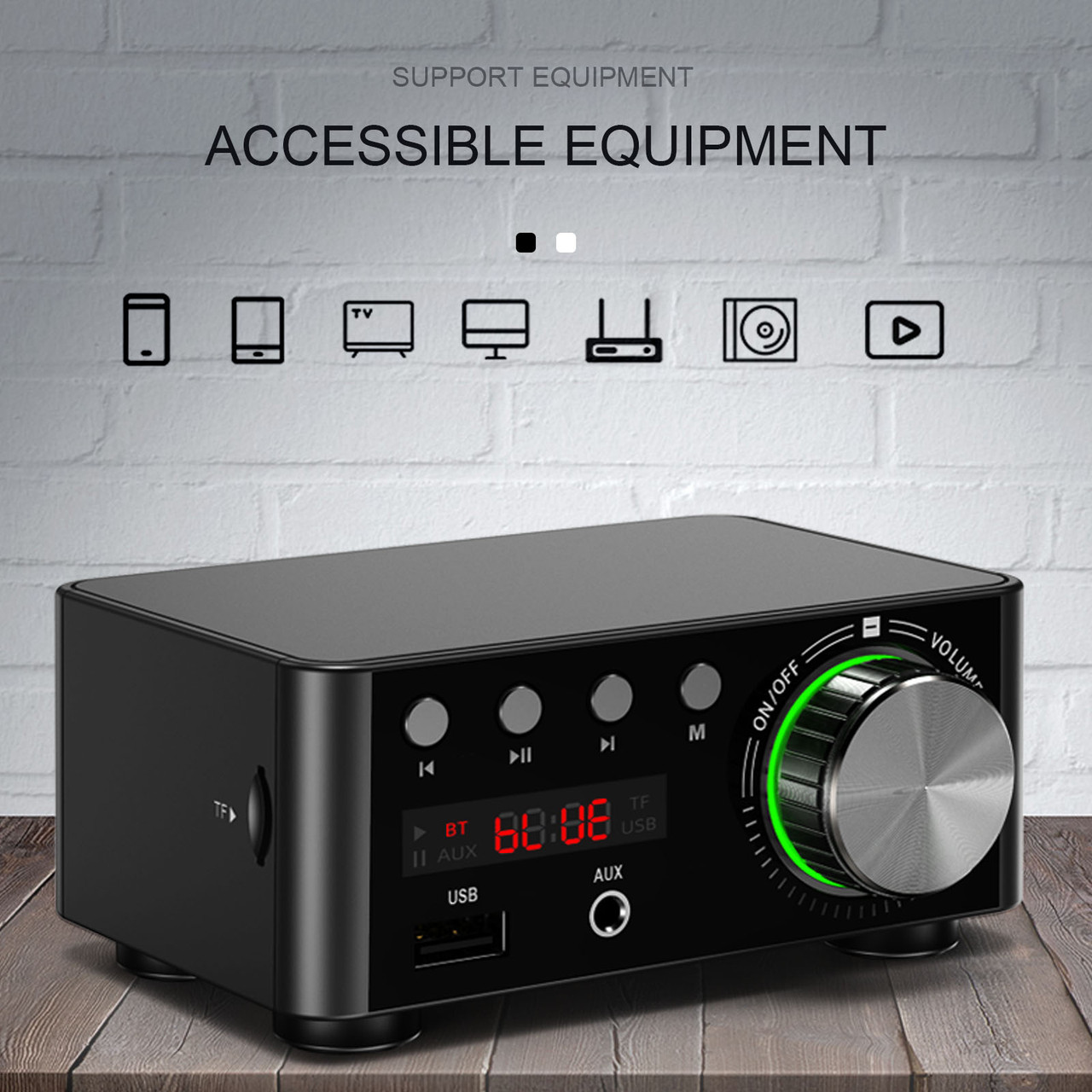 HiFi Mini Bluetooth 5.0 Digital Power Sound Amplifier Stereo Audio Receiver USB