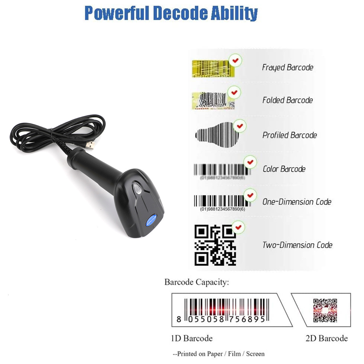 M5 Intelligent 1D+2D USB Port Laser M5 Barcode Scanner Bar Code Reader POS Data