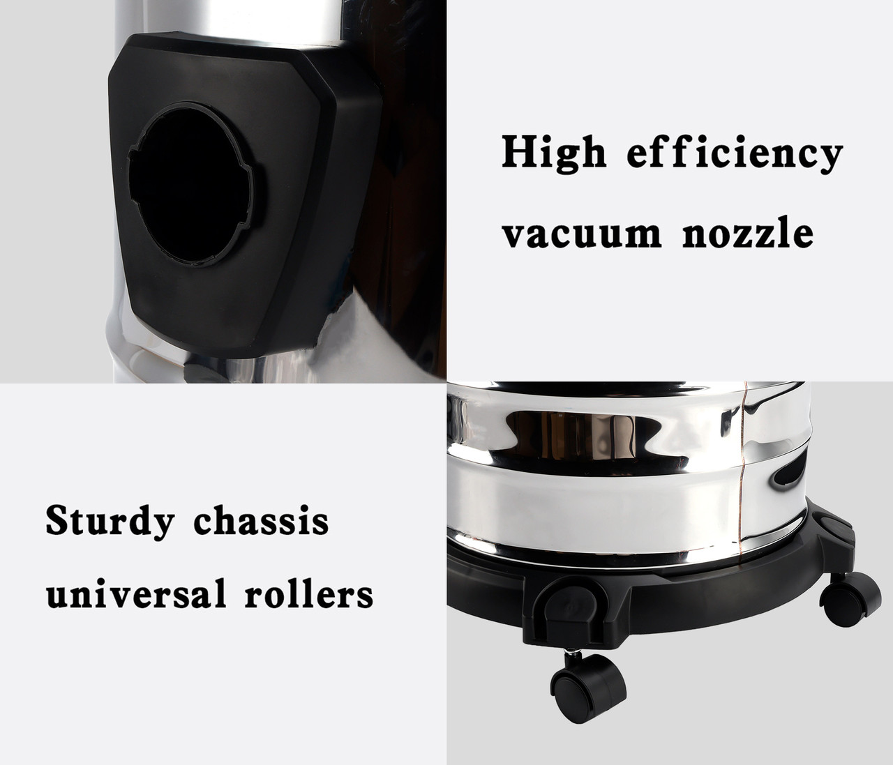 5 Gallon Steel Stainless Wet/Dry Canister Vac Shop Vacuum Cleaner 1800W