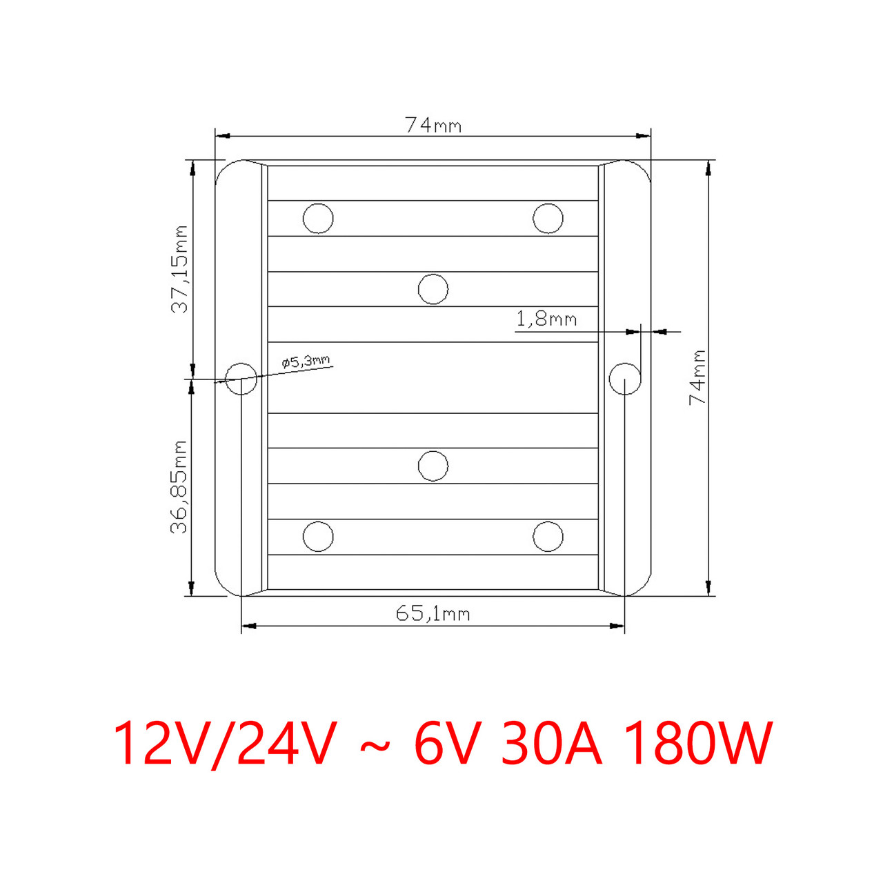 WaterProof 12V/24V to 6V 30A 180W Step Down DC/DC Power Converter Regulator