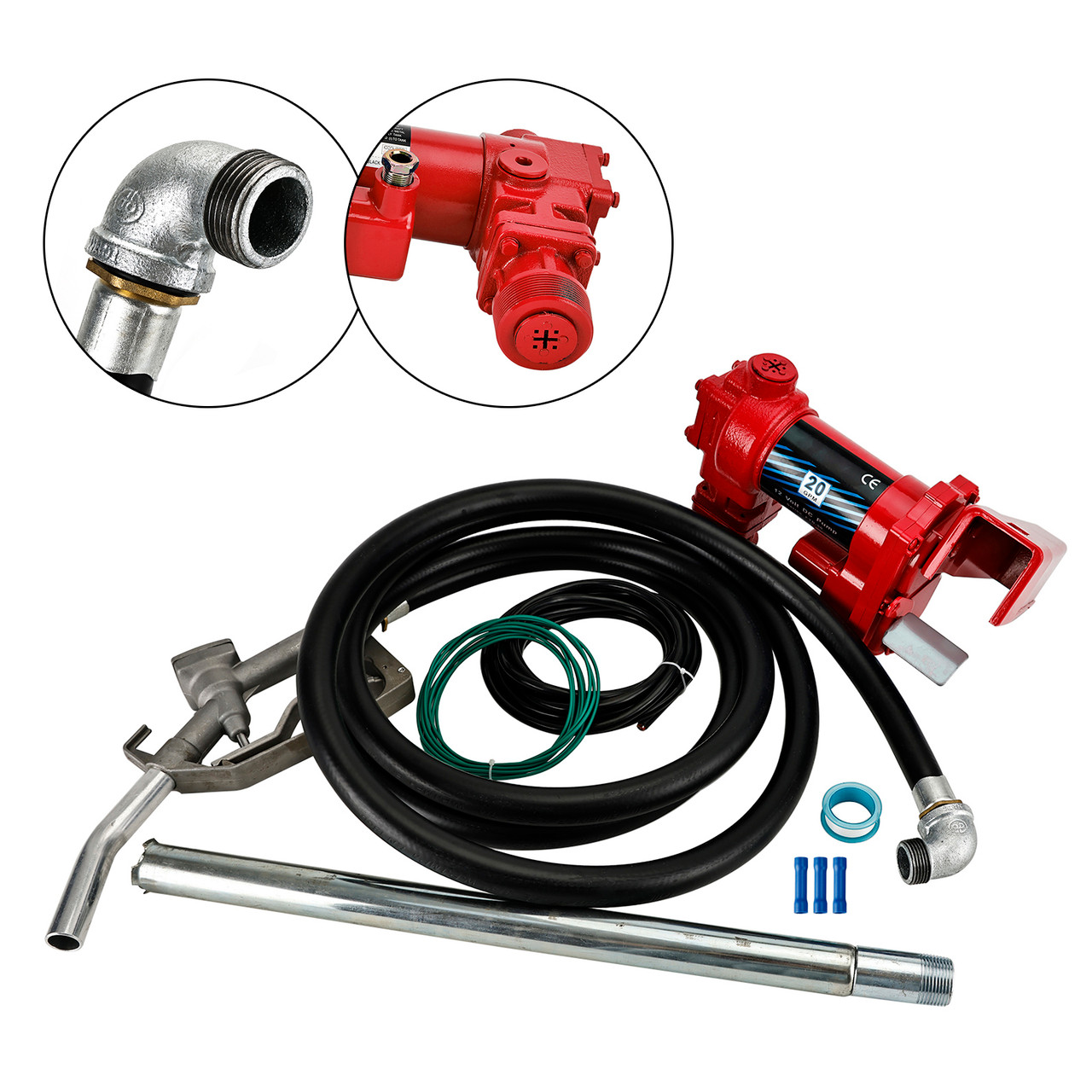 High Quality Fuel Transfer Pump 12Volt 20 GPM Diesel Gas Gasoline Kerosene Red
