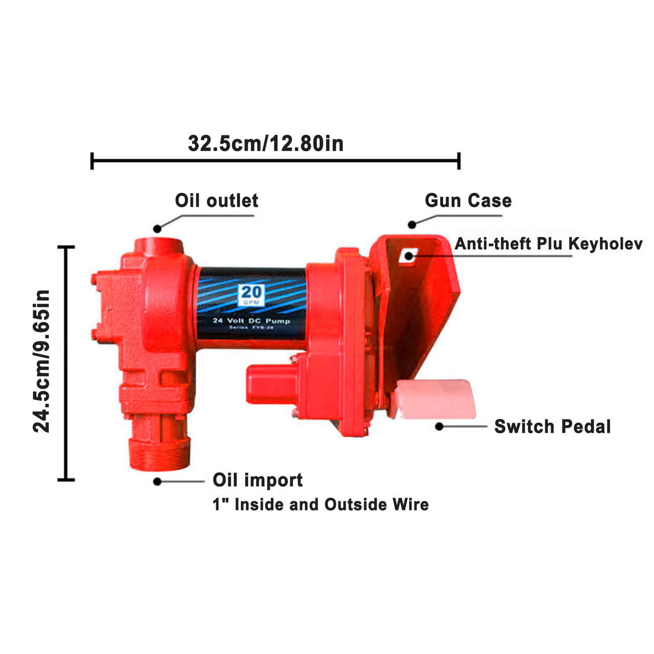 High Quality Fuel Transfer Pump 12Volt 20 GPM Diesel Gas Gasoline Kerosene Red