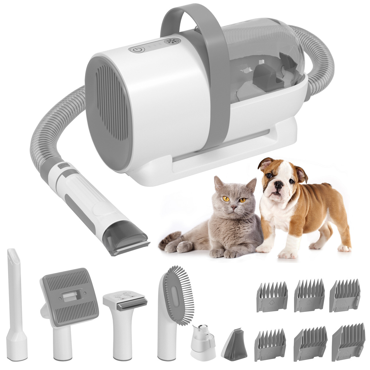 7 In 1 Pet Grooming Kit Vacuum Suction Professional Pet Hair Clipper 1.5L Grooming Tools for Dogs Cats PetsDog Vacuum Brush for Shedding Grooming