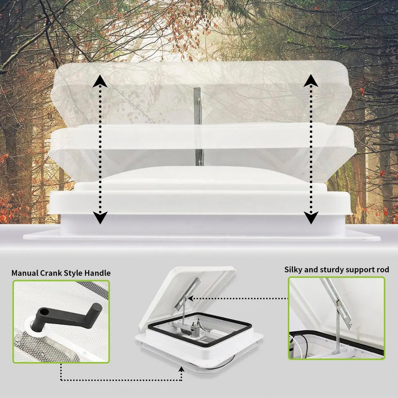 14" Caravan Skylight Roof Vent Remote Control Camper Motorhome RV Exhaust Fan