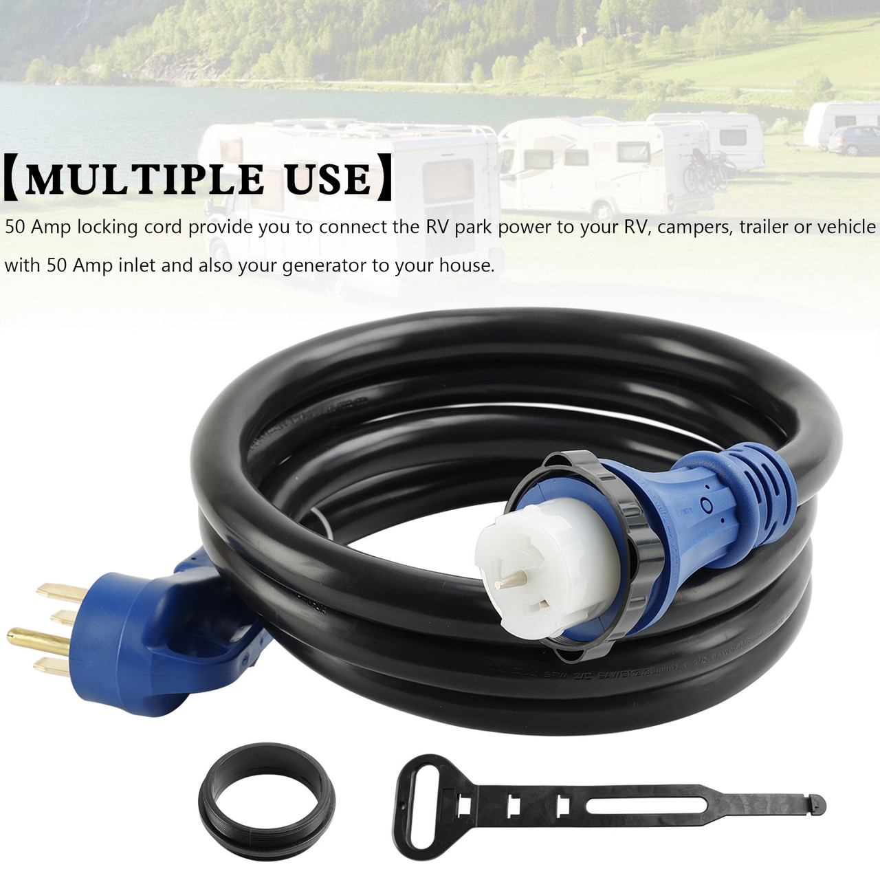UL Listed 50 Amp 10 Ft RV/Generator Cord With Locking Connector For RV Camper