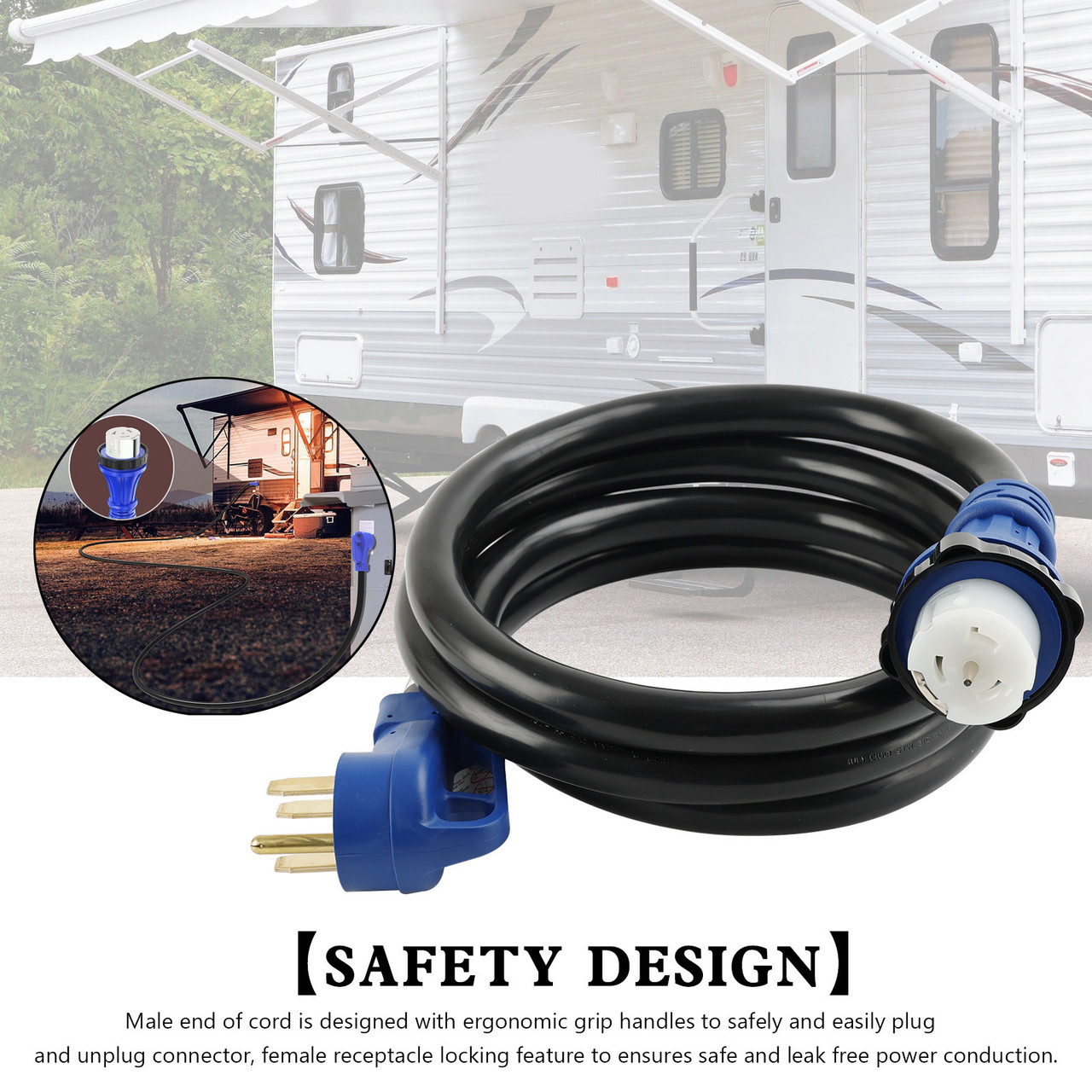 UL Listed 50 Amp 10 Ft RV/Generator Cord With Locking Connector For RV Camper