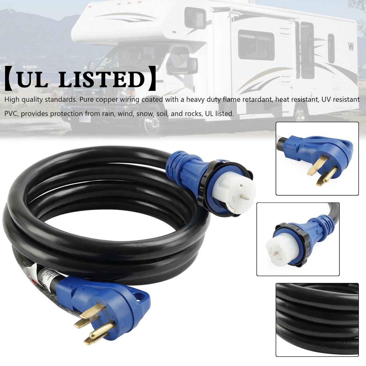 UL Listed 50 Amp 10 Ft RV/Generator Cord With Locking Connector For RV Camper