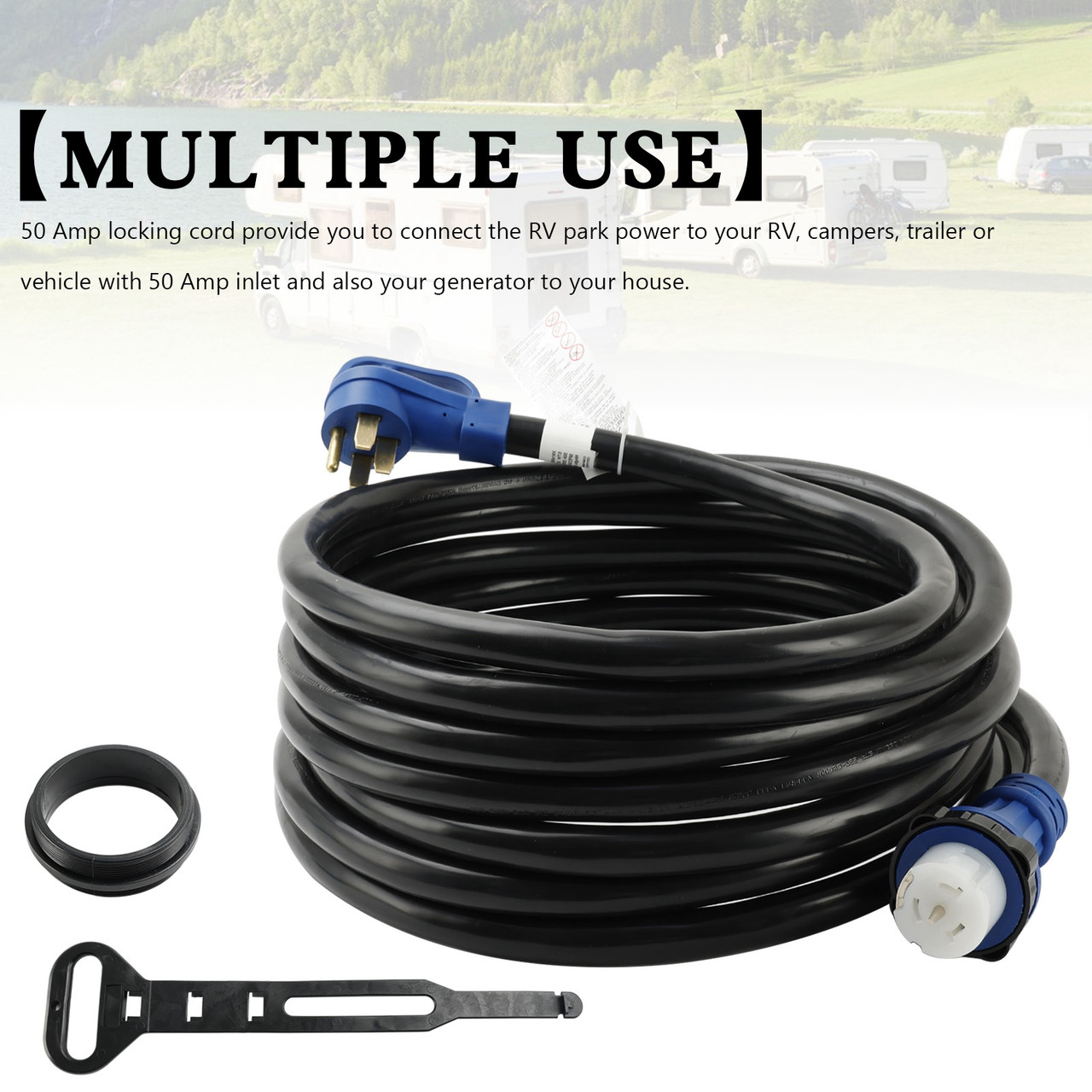 UL Listed 50 Amp 30 Ft RV/Generator Cord With Locking Connector For RV Camper