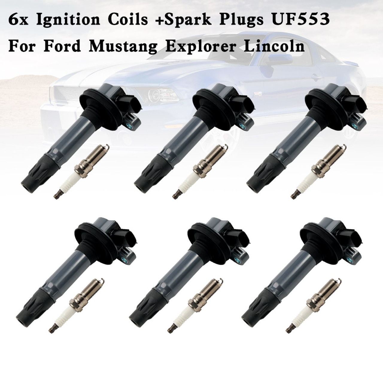 6x Ignition Coils +Spark Plugs UF553 For Ford Mustang Explorer Lincoln