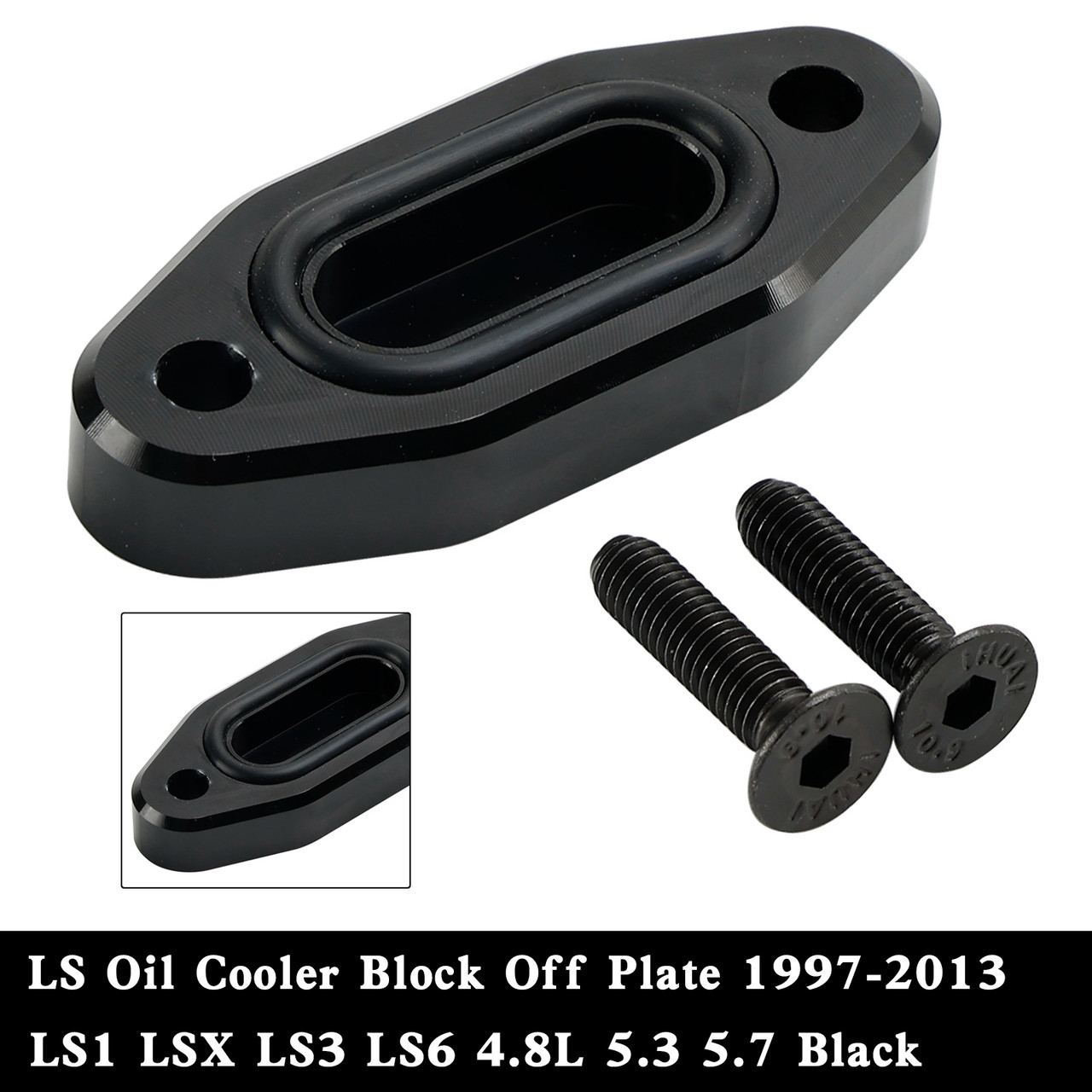 LS Oil Cooler Block Off Plate 1997-2013 LS1 LSX LS3 LS6 4.8L 5.3 5.7  BLK