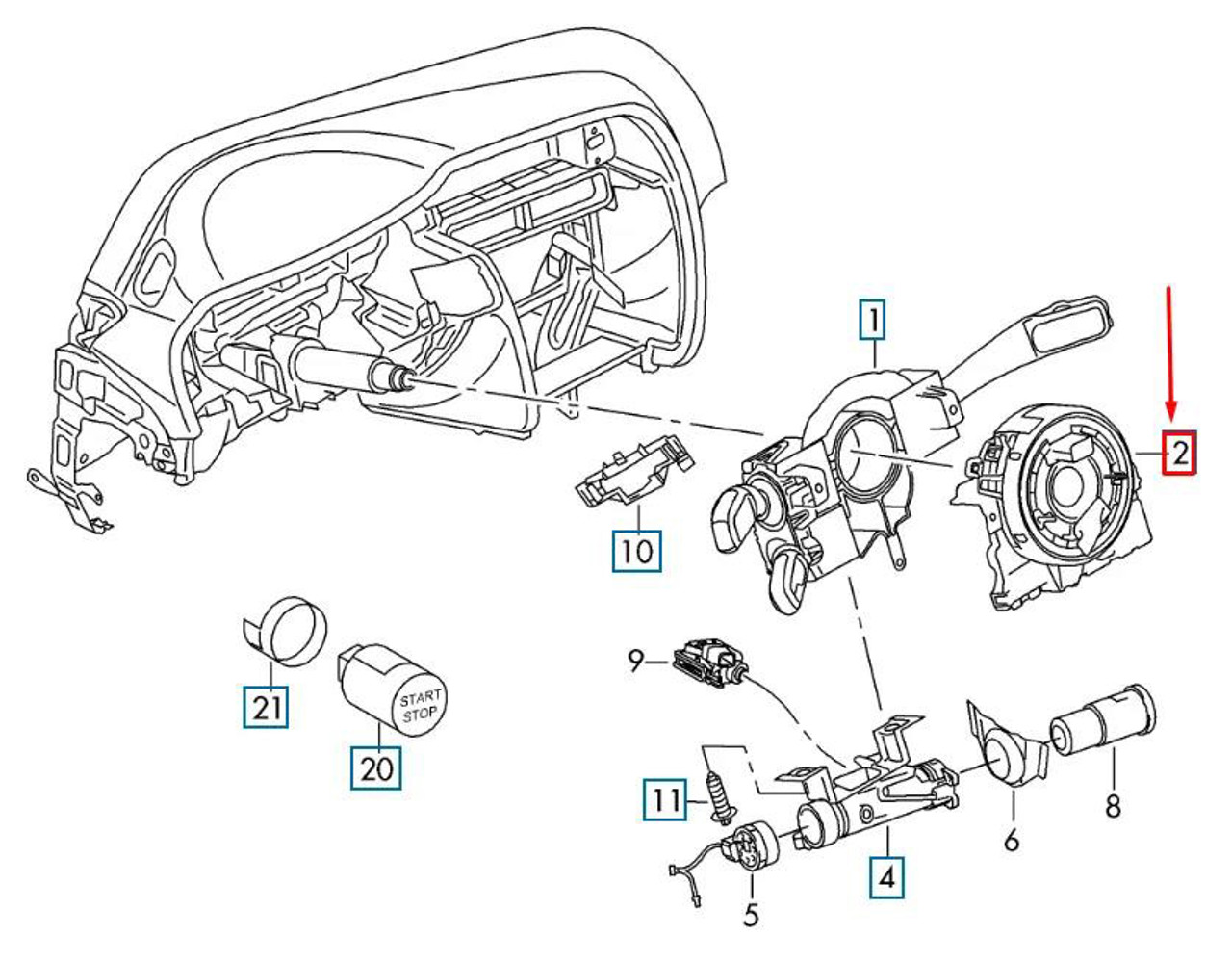 Steering Angle Sensor Clock Spring Module 5Q0953549E For VW Golf 7 Audi A3 Q2