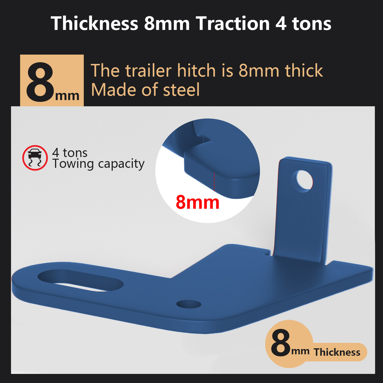 2PCS Rear Left & Right Trailer Hitch For Suzuki Jimny JB64W JB74 2019-2023 blue