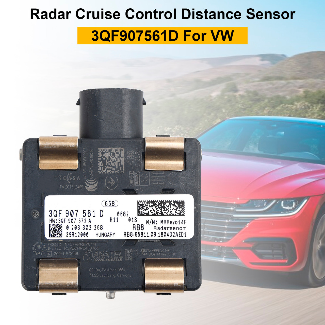 Cruise Control Distance Radar Sensor 3QF907561D For VW Jetta Golf