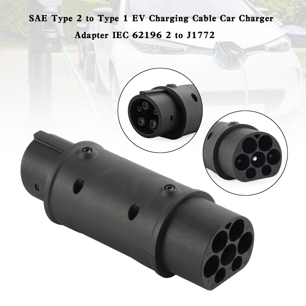SAE Type 2 to Type 1 EV Charging Cable Car Charger Adapter IEC 62196 2 to J1772