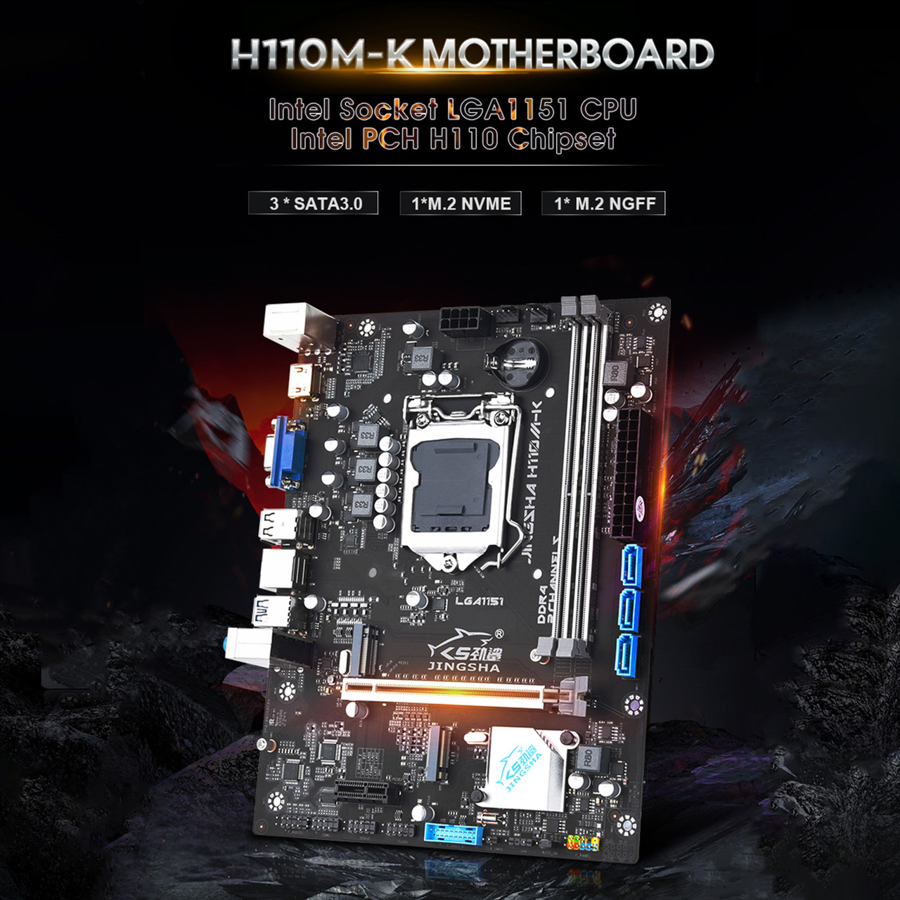 H110M-K Computer Motherboard DDR4 Memory LGA-1151 Processor Dual M.2 Hard Drive