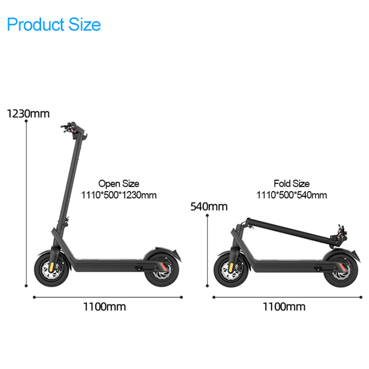 10" Folding Electric Scooter 500W 70KM Range 40km/h For Adult City Commute