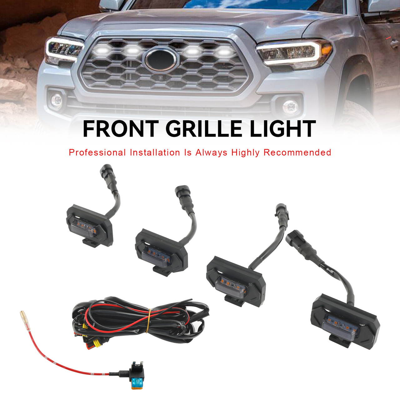 4PCS LED Grille Lights Fit Toyota Tacoma TRD Off Road & TRD Sport 2020-2023