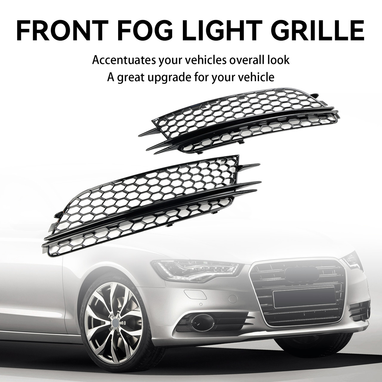 2PCS Front Fog Light Cover Bezel Bumper Grille Fit Audi A6 4G C7 2012-2015 D