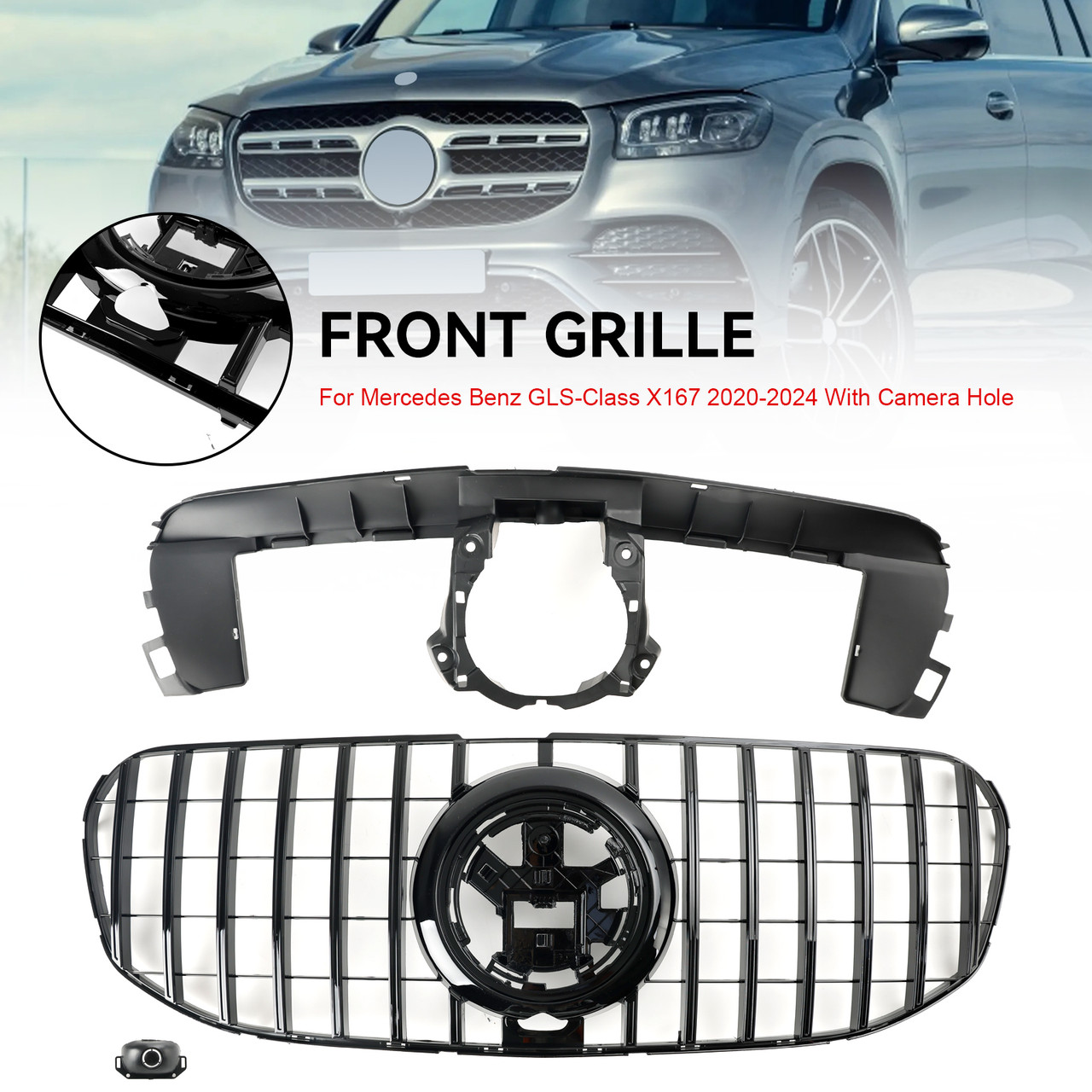 Front Bumper Grille Grill Fit Mercedes Benz X167 GLS450 GLS580 2020-2024