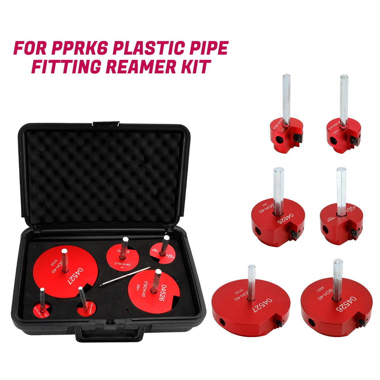 6 Piece 04529 For PPRK6 Plastic Pipe Fitting Reamer Kit For1/2" Drills