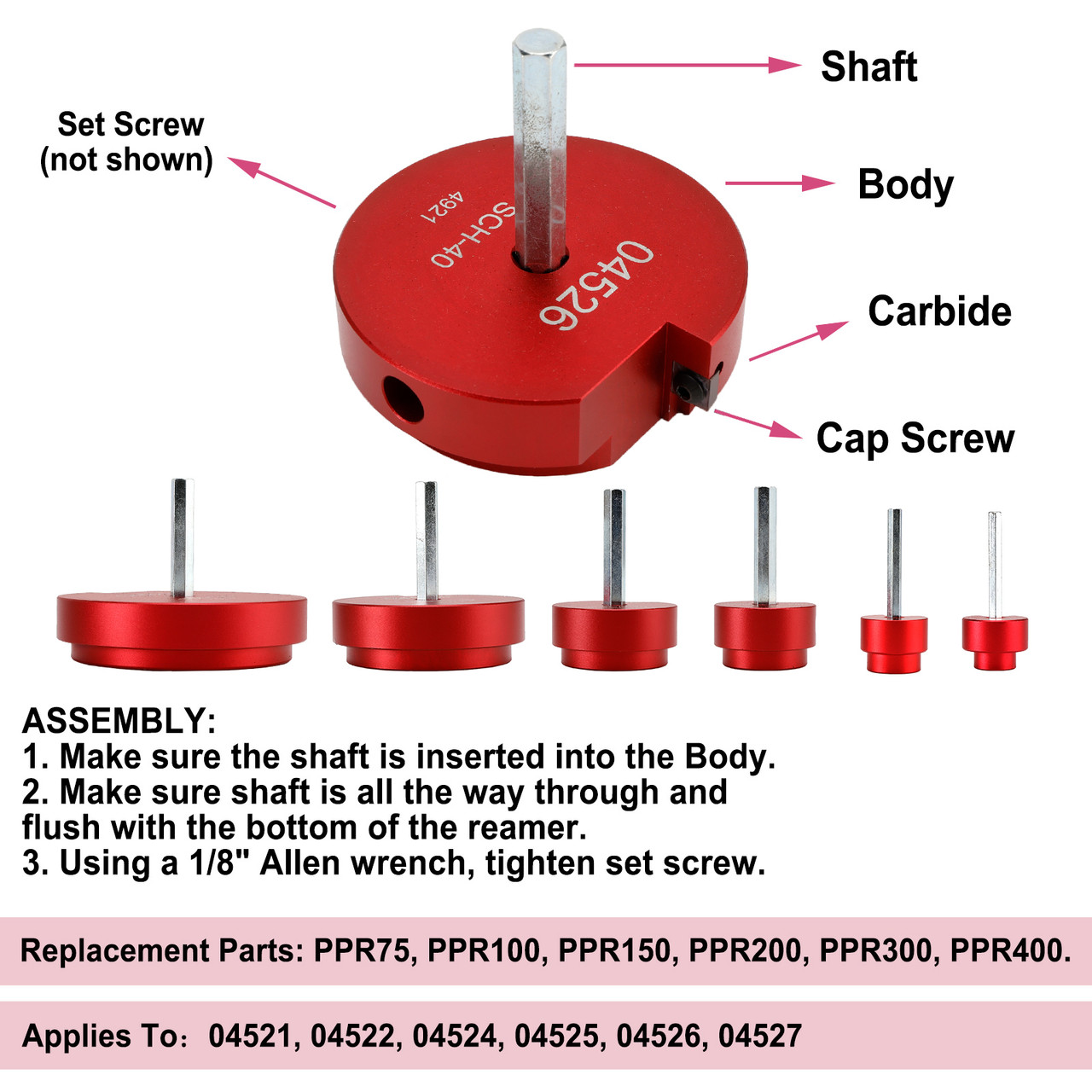 6 Piece 04529 For PPRK6 Plastic Pipe Fitting Reamer Kit For1/2" Drills 