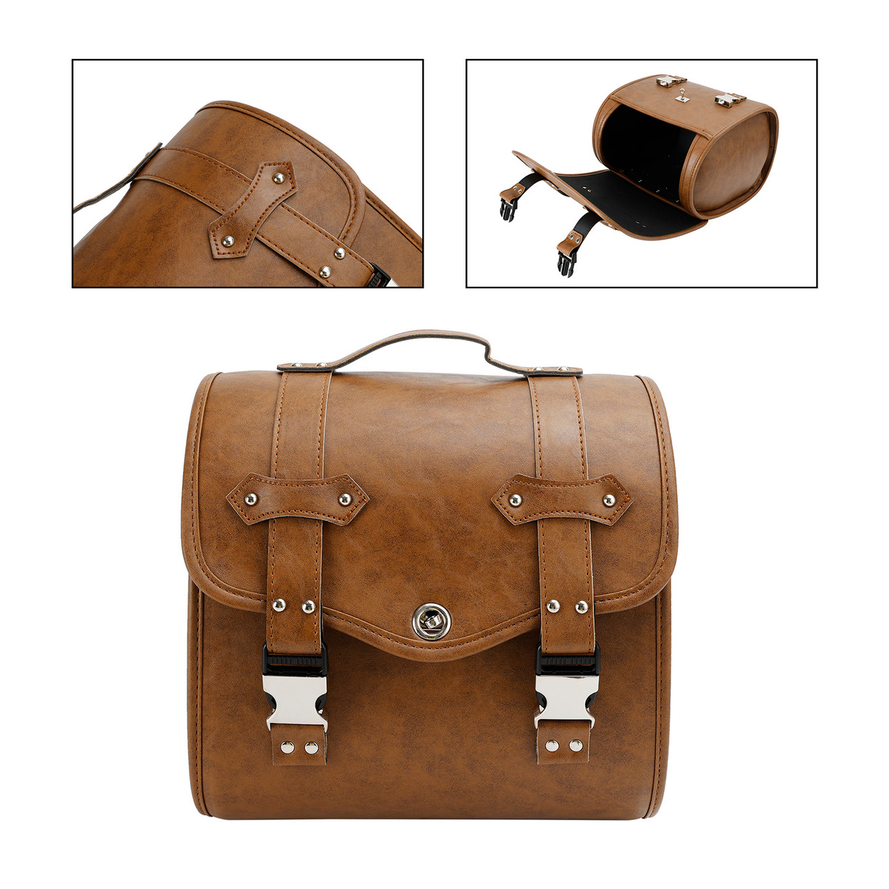 Quick Release Side Saddlebag Tool Bag Luggage Pouch Storage Brown For Motorbike