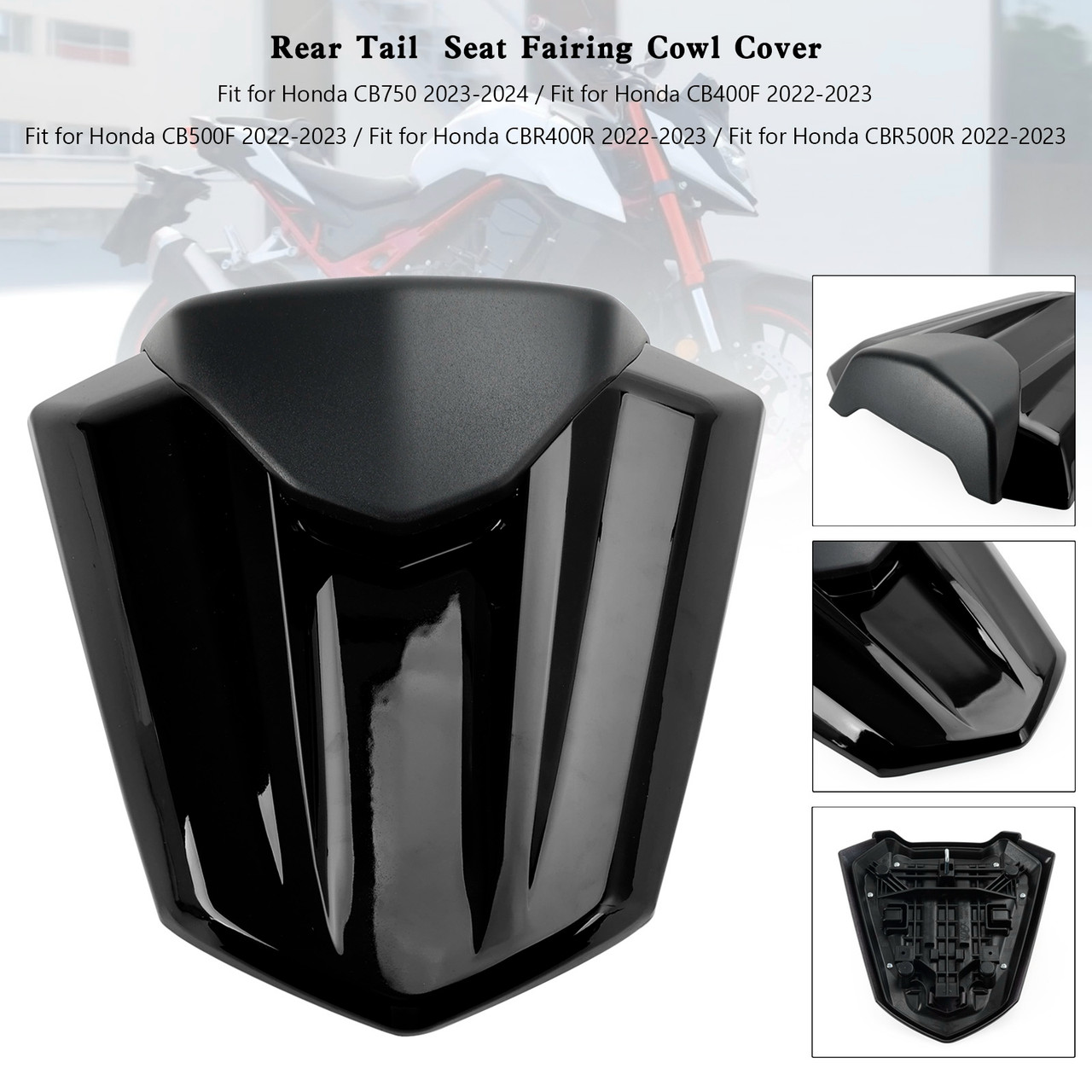 Rear Tail Seat Fairing Cover For Honda CB750 CB400F CB500F CBR400R CBR500R 22-23 Black