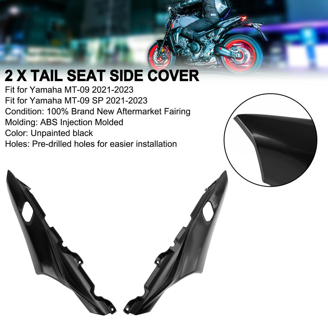 Unpainted Tail Seat Side Cover Fairing For Yamaha MT-09 / MT-09 SP 2021-2023