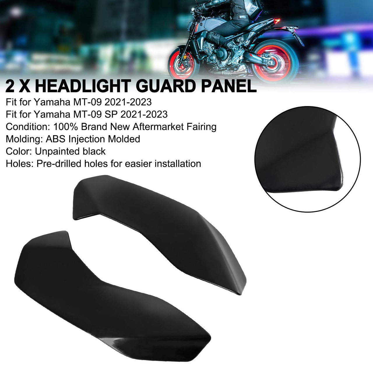 Unpainted Front Headlight Guard Panel For Yamaha MT-09 / MT-09 SP 2021-2023