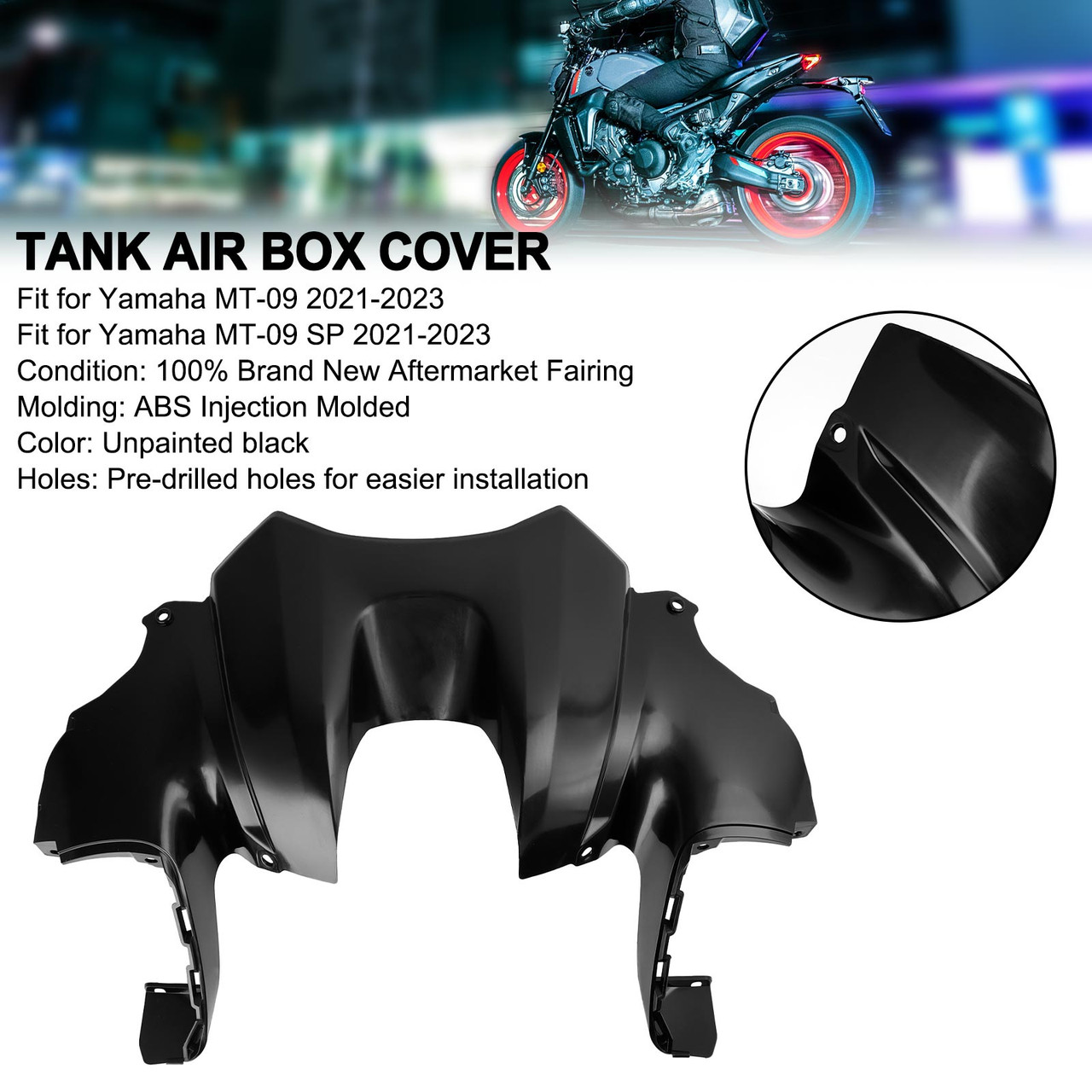 Unpainted Front Tank Air Box Cover Fairing For Yamaha MT-09 / MT-09 SP 2021-2023