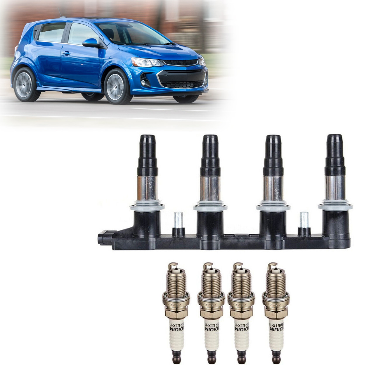 1x Ignition Coils +4x Spark Plugs 55561655 For Chevrolet Sonic 1.8L 2012-2018