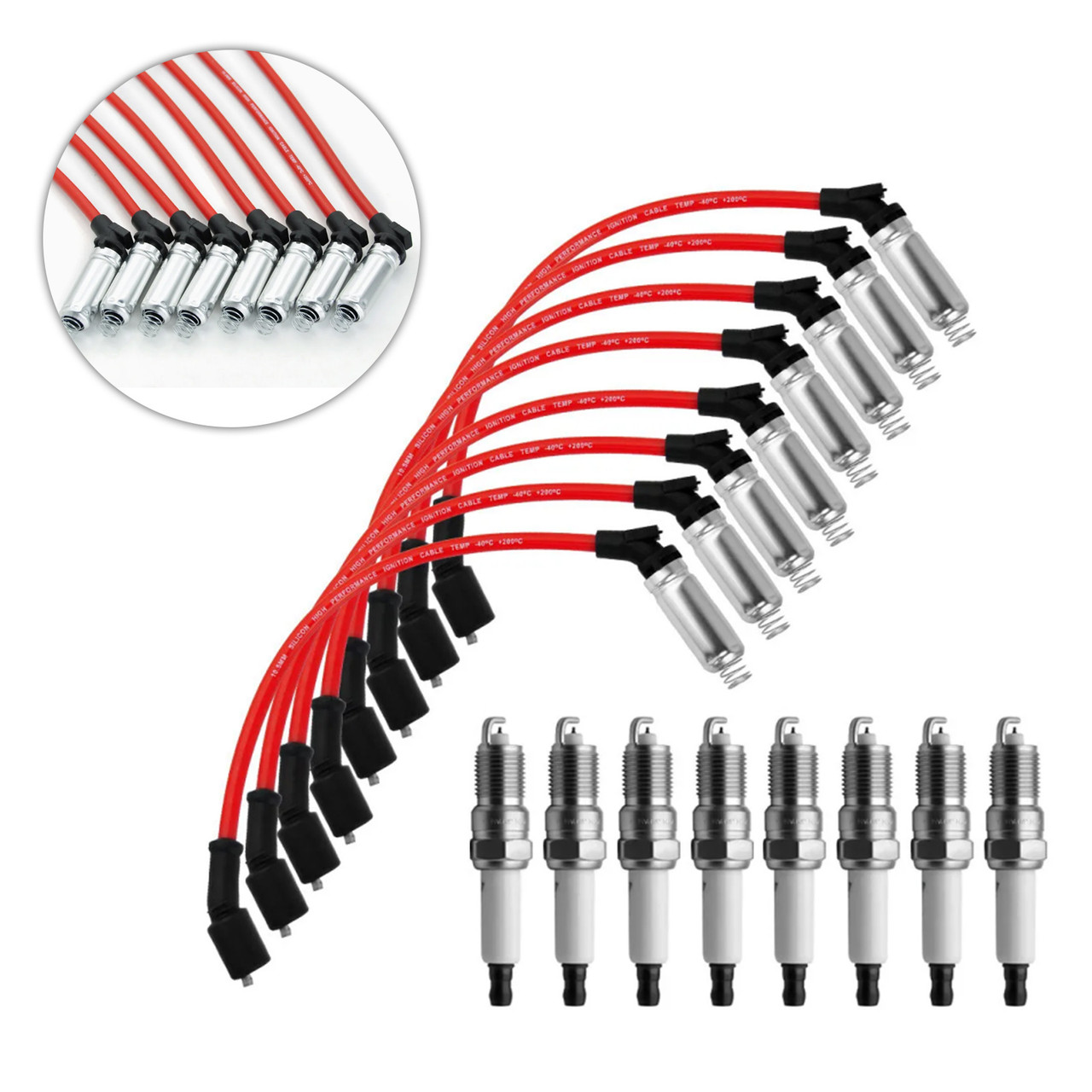 8x Spark Plugs +Wires 10.5mm Set 19299585 For Chevy GMC 4.8L 5.3L 6.0L V8