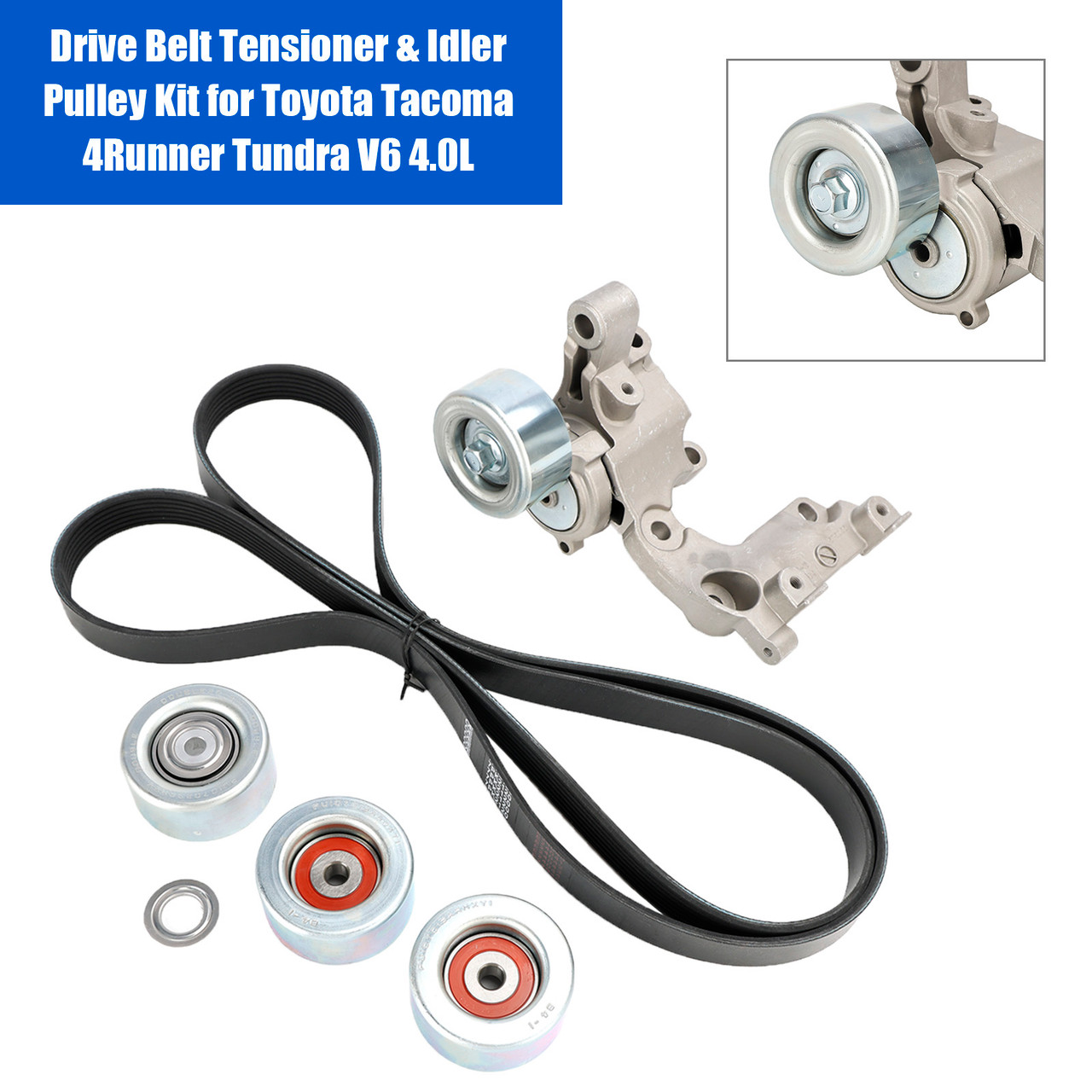 Drive Belt Tensioner & Idler Pulley Kit for Toyota Tacoma 4Runner Tundra V6 4.0L