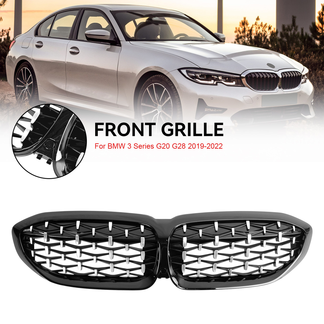 Diamond Kidney Grille Grill 51138072085 Fit BMW 3 Series G20 2019-2022