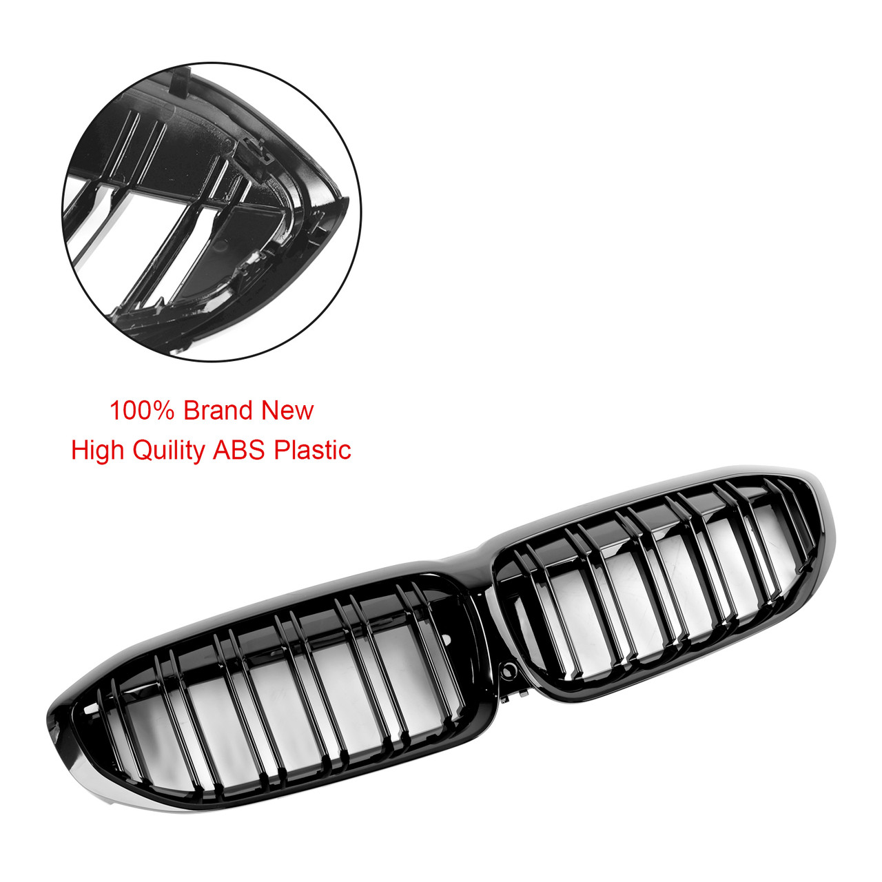 Black Dual Slat Kidney Grille Grill 51138072085 Fit BMW 3 Series G20 2019-2022